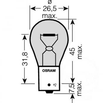 Lampe, Glühbirne 12V21W BAU15S GELB, ULTRA LIFE 2BLISTER