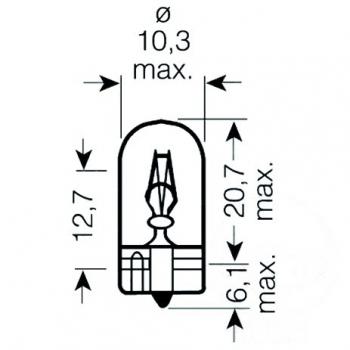 Lampe, Glühbirne 12V5W W2.1X9.5D, 2BLISTER GELB