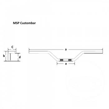 Preview: Lenker MSP Custombar stahl schwarz mit Kabelkerbe 1 Zoll