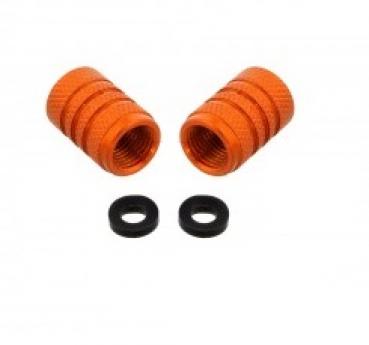 Reifenventil Kappen, Ventilkappe Alu orange, 2 Stück