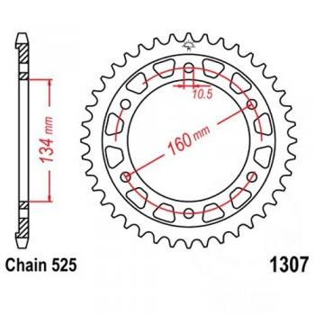 Alu Kettenrad 44 Zähne Teilung 525 silber