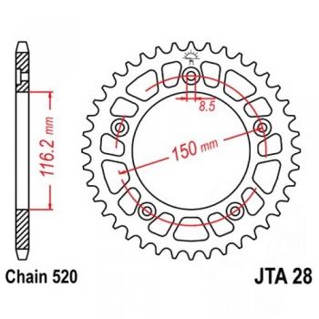 Alu Kettenrad 44 Zähne Teilung 520 silber