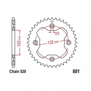 Alu Kettenrad 38 Zähne Teilung 520 silber