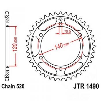 Kettenrad 44Z Teilung 520 Innendurchmesser 120 Lochkreis 140