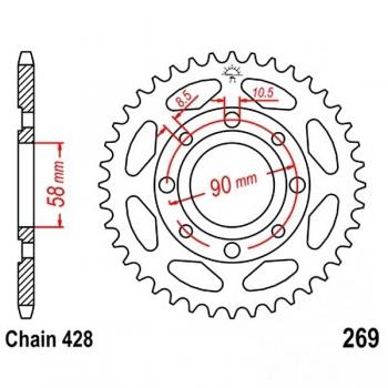 Kettenrad 52Z Teilung 428 Innendurchmesser 058 Lochkreis 090