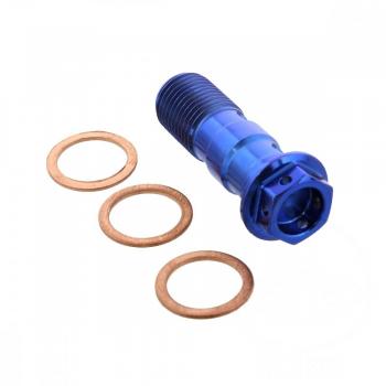 Hohlschraube doppelt M10 x 1.00 Titan Racing blau Pro Bolt