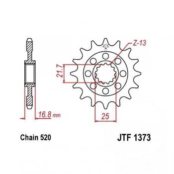 Racing-Ritzel 17Z Teilung 520 feinverzahnt Innendurchmesser 21.7/25