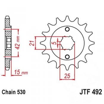 Ritzel 14Z Teilung 530 grobverzahnt 5 Innendurchmesser 21/25