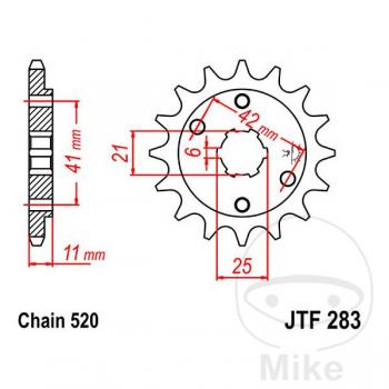 Ritzel 15Z Teilung 520 grobverzahnt 6 Innendurchmesser 21/25