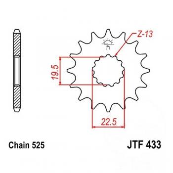 Ritzel 15Z Teilung 525 feinverzahnt Innendurchmesser 19.5/22