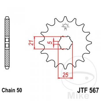 Ritzel 17Z Teilung 530 grobverzahnt 6 Innendurchmesser 21/25