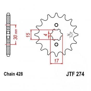Ritzel 13Z Teilung 428 grobverzahnt 4 Innendurchmesser 15/17
