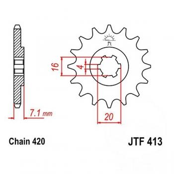 Ritzel JT 413-14 Teilung 420 grobverzahnt 4 Innendurchmesser 16/20