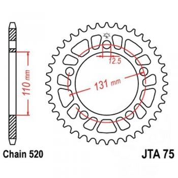 Alu-Kettenrad 44Z Teilung 520 silber JT Innendurchmesser 110 Lochkreis 131