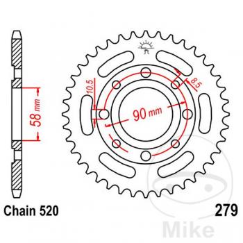 Kettenrad 35Z Teilung 520 Innendurchmesser 058 Lochkreis 090