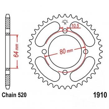Kettenrad 36Z Teilung 520 Innendurchmesser 064 Lochkreis 080