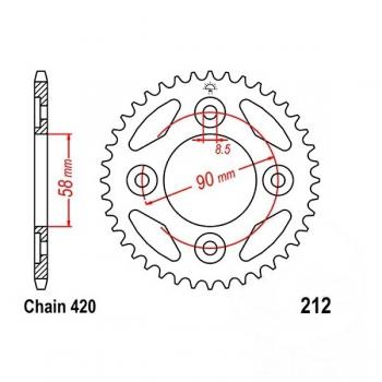 Kettenrad 37Z Teilung 420 Innendurchmesser 058 Lochkreis 090