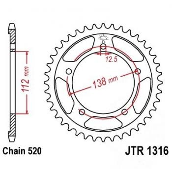 Kettenrad 38Z Teilung 520 Innendurchmesser 112 Lochkreis 138