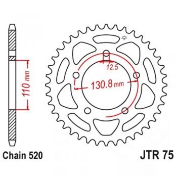 Kettenrad 44Z Teilung 520 Innendurchmesser 110 Lochkreis 131