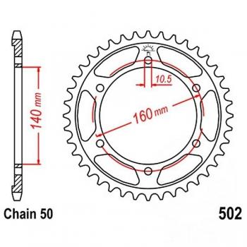 Kettenrad 46Z Teilung 530 Innendurchmesser 140 Lochkreis 160