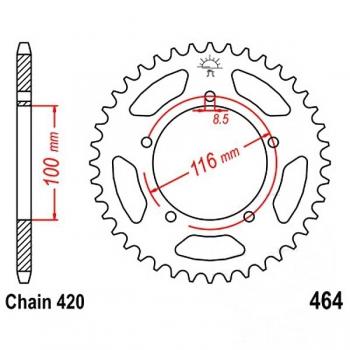 Kettenrad 50Z Teilung 420 Innendurchmesser 100 Lochkreis 116