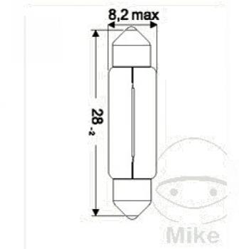 Lampe 6V3W   SV7-8 8.2X28MM Inhalt 10STCK