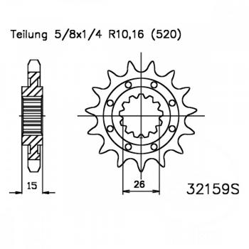 Racing-Ritzel 14Z Teilung 520 feinverzahnt Innendurchmesser 26/30