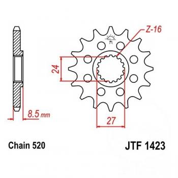 Racing-Ritzel 15Z Teilung 520 feinverzahnt Innendurchmesser 24/27