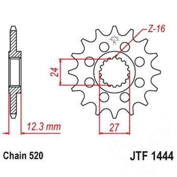 Racing-Ritzel 16Z Teilung 520 feinverzahnt Innendurchmesser 24/27