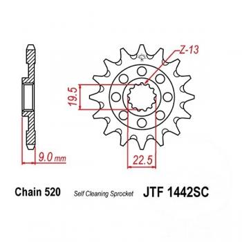 Racing-Ritzel 13Z Teilung 520 feinverzahnt Innendurchmesser 19.5/22.5