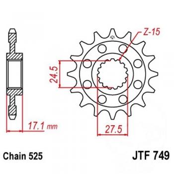 Racing-Ritzel 15Z Teilung 525 feinverzahnt Innendurchmesser 24.5/27.5