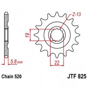 Ritzel 13Z Teilung 520 feinverzahnt Innendurchmesser 19/22