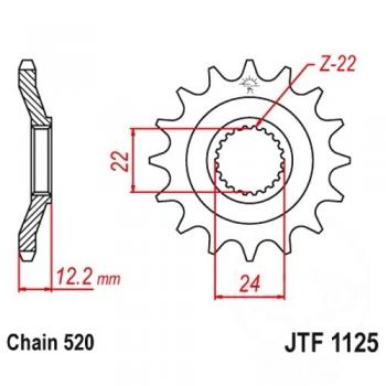 Ritzel 17Z Teilung 520 feinverzahnt Innendurchmesser 22/24