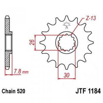 Ritzel 18Z Teilung 520 feinverzahnt Innendurchmesser 26/30