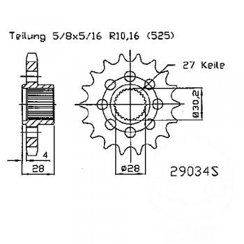 Racing-Ritzel 18Z Teilung 525 feinverzahnt Innendurchmesser 28/30.2
