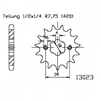 Ritzel 19Z Teilung 420 grobverzahnt 6 Innendurchmesser 18/20