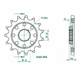 Racing-Ritzel 14Z Teilung 525