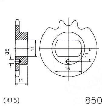 Ritzel 12Z Teilung 415 LANGLOCH 11/16