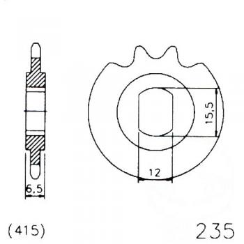 Ritzel 12Z Teilung 415 LANGLOCH 12.15/15.5