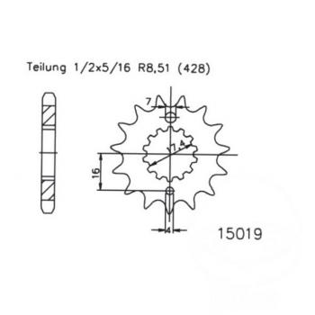 Ritzel 17Z Teilung 428 feinverzahnt Innendurchmesser 17.4/20