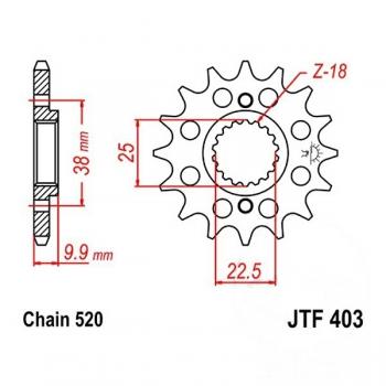 Racing-Ritzel 14Z Teilung 520 feinverzahnt Innendurchmesser 22.5/25
