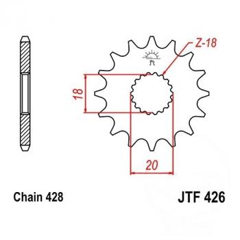 Ritzel 11Z Teilung 428 feinverzahnt Innendurchmesser 18/20