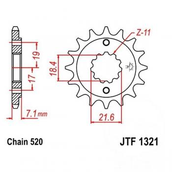 Ritzel 12Z Teilung 520 feinverzahnt Innendurchmesser 18.4/21.6