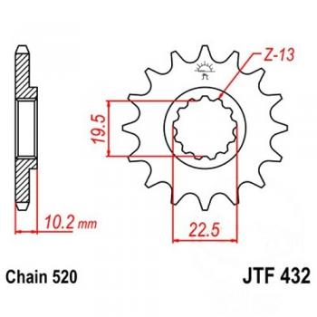 Ritzel 12Z Teilung 520 feinverzahnt Innendurchmesser 19.5/22