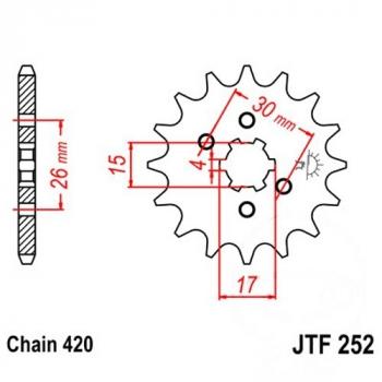 Ritzel 13Z Teilung 420 grobverzahnt 6 Innendurchmesser 15/17
