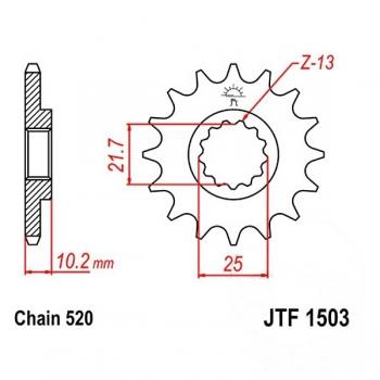 Ritzel 13Z Teilung 520 feinverzahnt Innendurchmesser 22/25