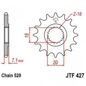 Ritzel 14Z Teilung 520 feinverzahnt Innendurchmesser 18/20