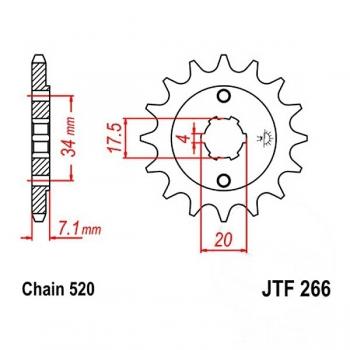 Ritzel 14Z Teilung 520 grobverzahnt 4 Innendurchmesser 17.5/20