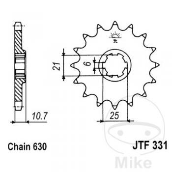 Ritzel 14Z Teilung 630 grobverzahnt 6 Innendurchmesser 21/25