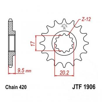 Ritzel 15Z Teilung 420 feinverzahnt Innendurchmesser 17/20.2